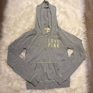 Victoria's Secret Love Pink Grey Hoodie Hooded Sweater Women's Size xsmall
